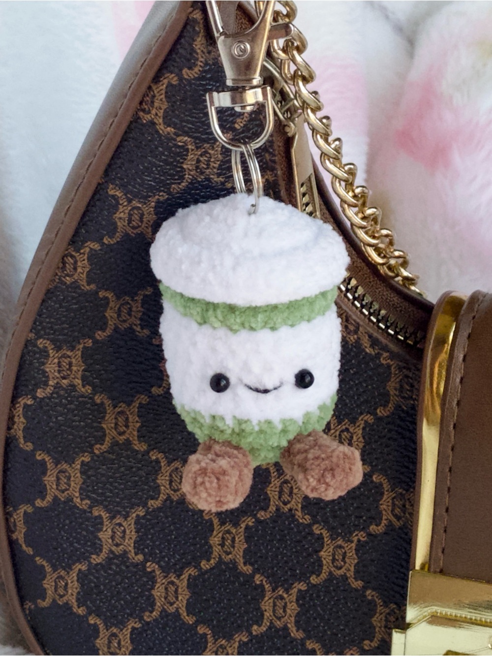 Handmade Crochet Matcha Cup Keychain